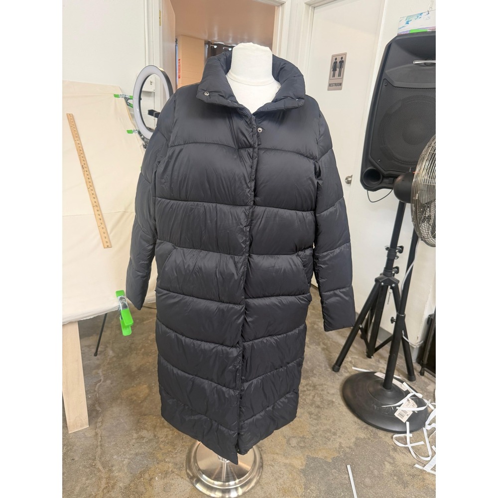 Amazon Essentials Womens Black Long Puffer Coat Quilted Parka Jacket Large L